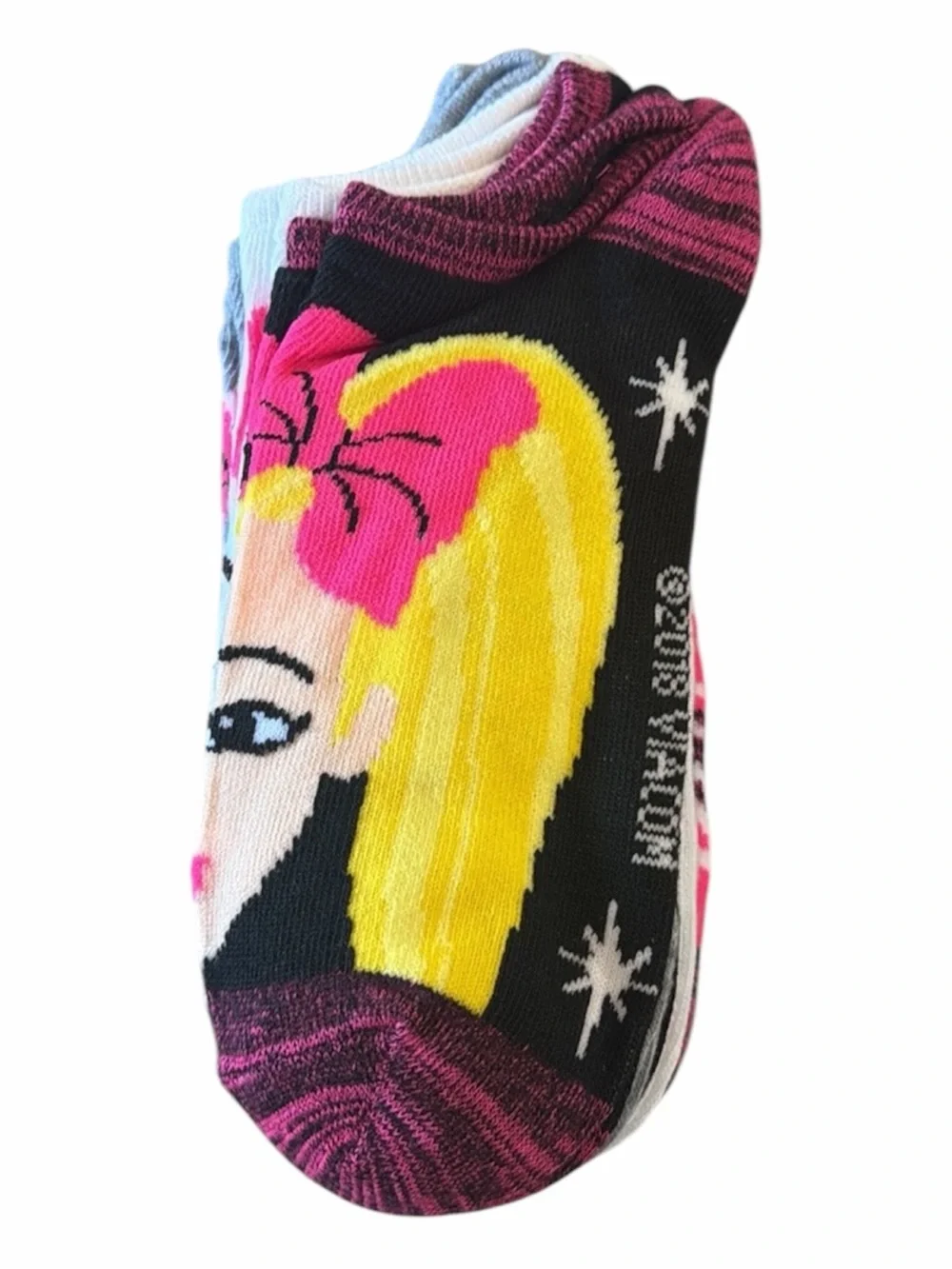 JoJo Siwa Girls No-Show Sock 6-Pack - Pink, Black, White